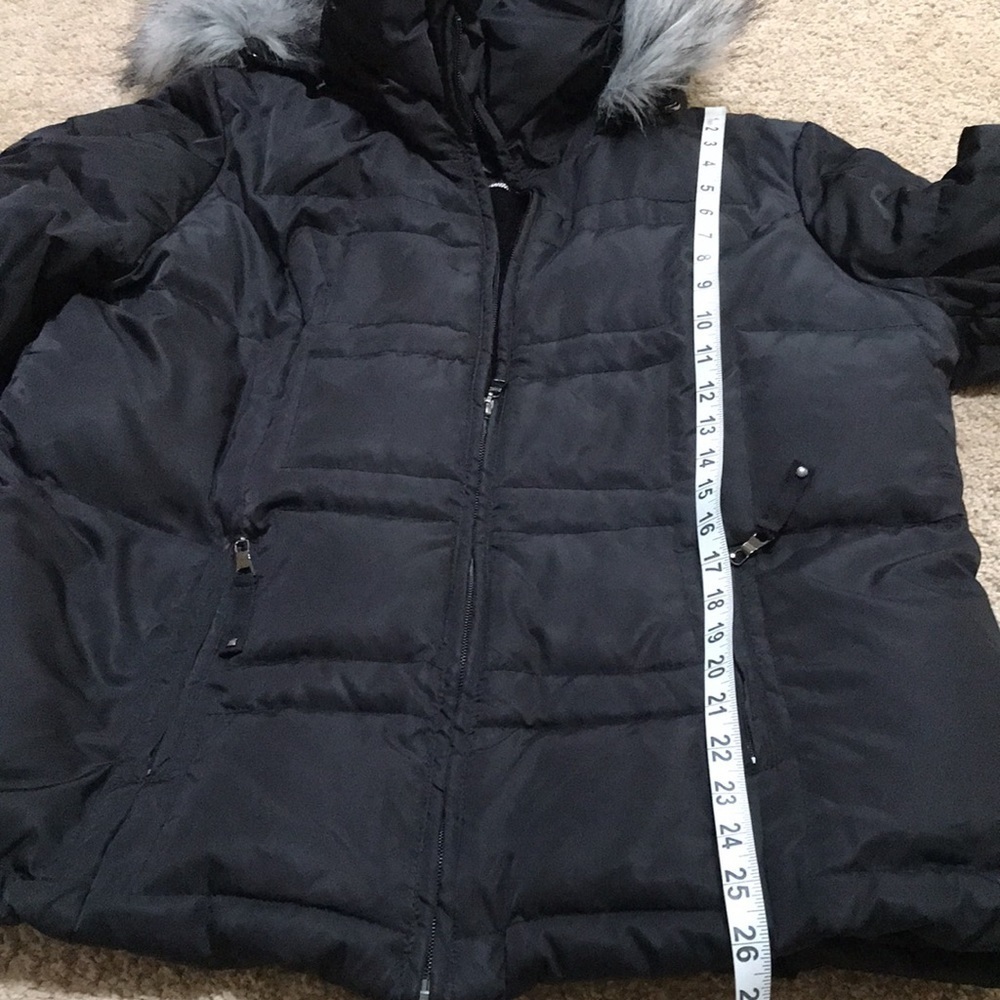 1 MADISON Size XL black fleece lined luxe outerwear with faux fur - Picture 6 of 7